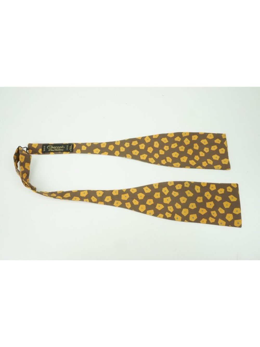 Charvet Tawny Tangerine Orange Sky Blue Geometric Silk Bow Tie